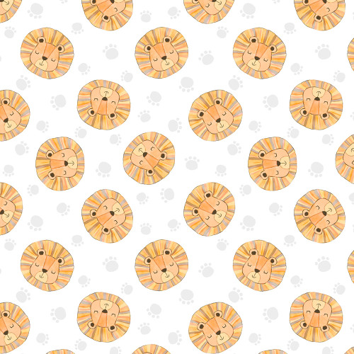 Wilmington Prints Fabrics Safari Snuggles Jenny Faw Designs Lion Toss White