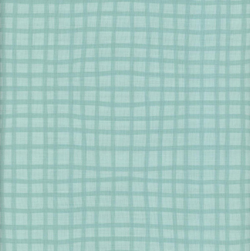 Wilmington Prints Fabrics Safari Snuggles Jenny Faw Designs Grid Teal, fabric with a teal grid pattern.