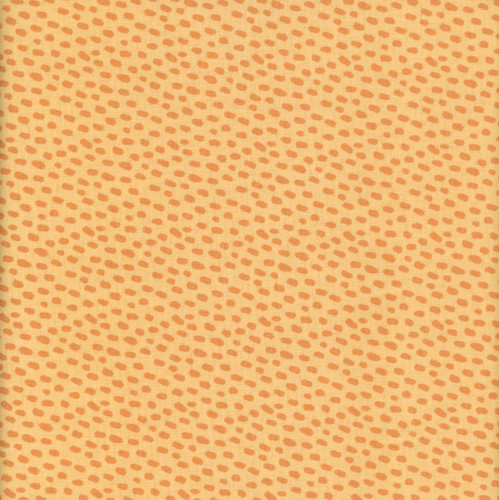 Wilmington Prints Fabrics Safari Snuggles Jenny Faw Designs Dots Orange, fabric with orange dotted pattern on a beige background.