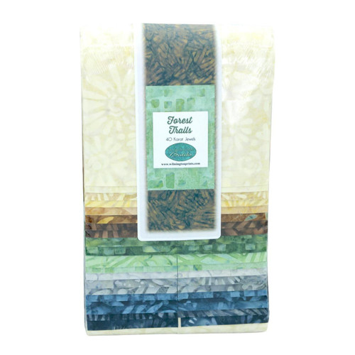 Wilmington Prints Fabrics Forest Trails Wilmington Batiks Fabric Strips 2.5 by 44 inches, assorted fabric strips arranged in a stack.
