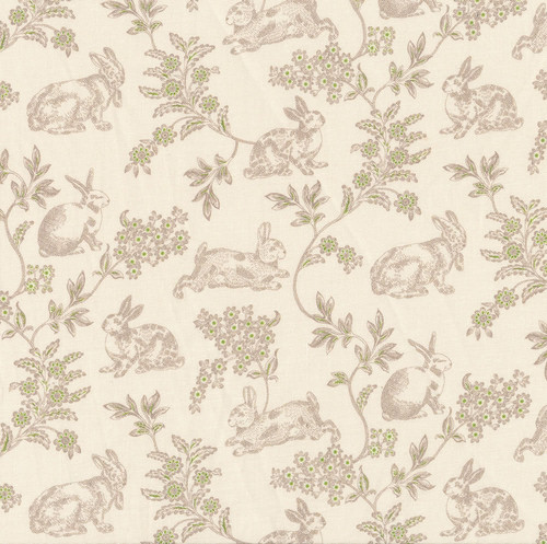 Henry Glass Fabrics Candlelight and Romance 118 Inch Quilt Back Kim Diehl Cream Rabbit Floral