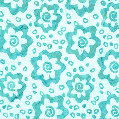 Riley Blake Fabrics Bold in Bloom Batiks Fran Morgan Aqua Blue Big Blooms