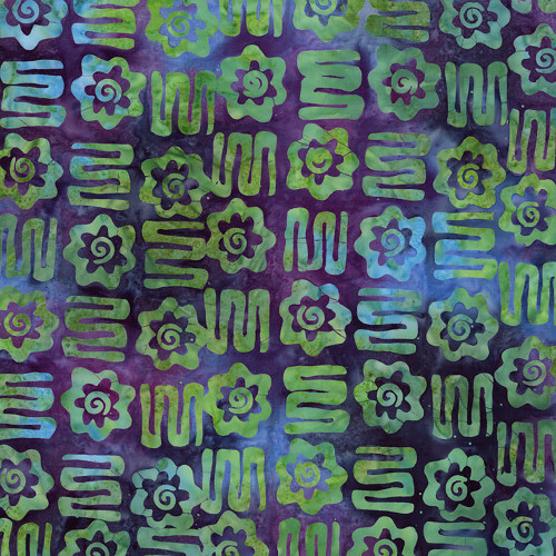 Riley Blake Fabrics Bold in Bloom Batiks Fran Morgan Plum Purple Grass Green Blooms Plots