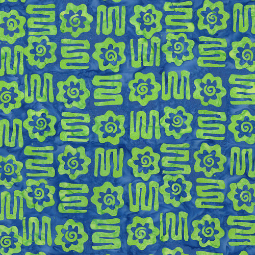 Riley Blake Fabrics Bold in Bloom Batiks Fran Morgan Green Blue Flower Blooms Plots