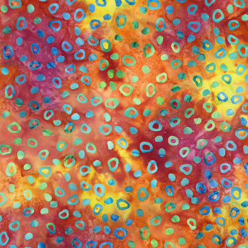 Riley Blake Fabrics Bold in Bloom Batiks Fran Morgan Orange Yellow Blue Fruitty Pebbles