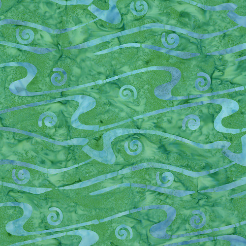 Riley Blake Fabrics Bold in Bloom Batiks Fran Morgan Green Turquoise Blue Waves and Swirls