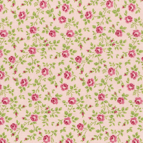 Riley Blake Fabrics Hydrangeas in the Garden Jennifer Bosworth Pink Green Pearl Roses Foliage