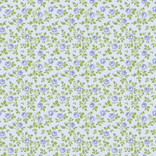 Riley Blake Fabrics Hydrangeas in the Garden Jennifer Bosworth Powder Blue Roses Foliage