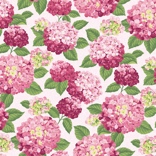 Riley Blake Fabrics Hydrangeas in the Garden Jennifer Bosworth Pink Pearl Hydrangea Blooms
