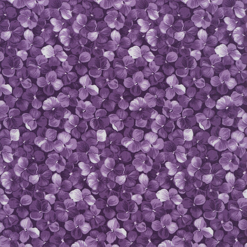 Riley Blake Fabrics Hydrangeas in the Garden Jennifer Bosworth Purple Pearl Packed Hydrangea Blooms