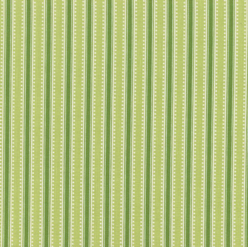 Riley Blake Fabrics Hydrangeas in the Garden Jennifer Bosworth Green Pearl Garden Stripes, fabric with vertical green and white striped floral pattern.