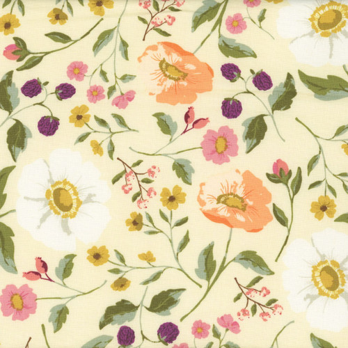 Riley Blake Fabrics Virginia Rose Katherine Lenius Cream Wild Flower Stems