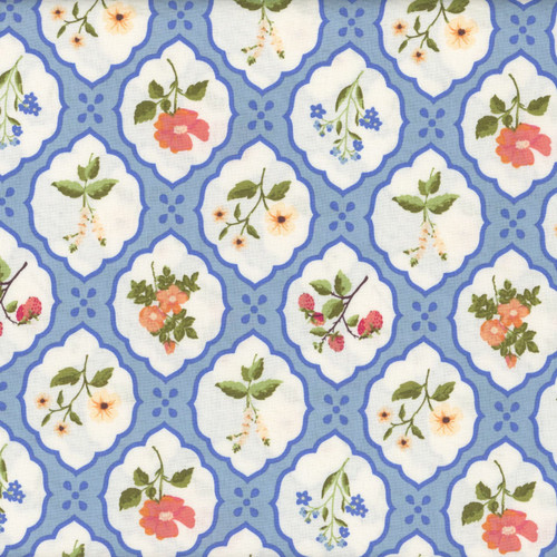 Riley Blake Fabrics Virginia Rose Katherine Lenius Blue French Wall Flowers