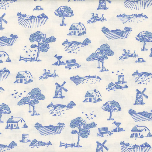 Riley Blake Fabrics Virginia Rose Katherine Lenius Blue White Country Toile