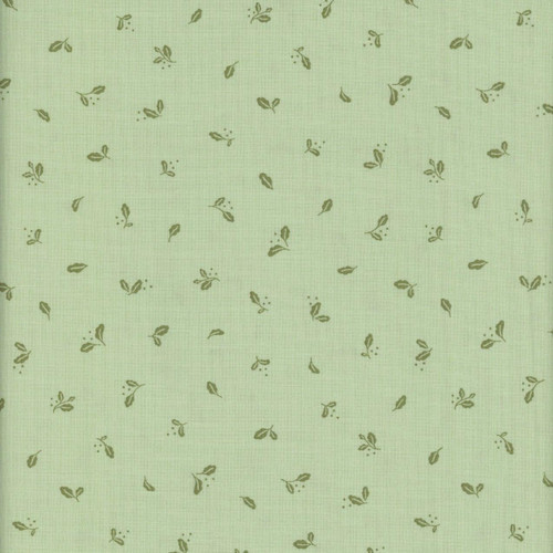 Riley Blake Fabrics Virginia Rose Katherine Lenius Mint Green Leaflet, fabric with a mint green background and a delicate leaflet pattern.
