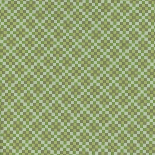 Riley Blake Fabrics Virginia Rose Katherine Lenius Green Patchwork Checkerboard, green patchwork checkerboard fabric with small squares in various shades of green.