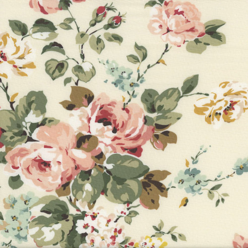 Riley Blake Fabrics Rose & Violet's Bouquet des Fleurs Cream Wallpaper Shabby Chic Roses