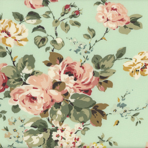 Riley Blake Fabrics Rose & Violet's Bouquet des Fleurs Mint Green Wallpaper Shabby Chic Roses