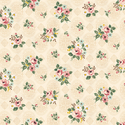 Riley Blake Fabrics Rose & Violet's Bouquet des Fleurs Craem Roses and Lace