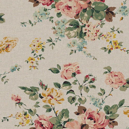 Riley Blake Fabrics Rose & Violet's Bouquet des Fleurs Linen Cotton Wallpaper Roses