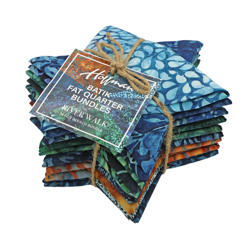 Hoffman Fabrics Bali Batik Hand Dyed Batik 18 Fat Quarters Wade Blue Teal Green