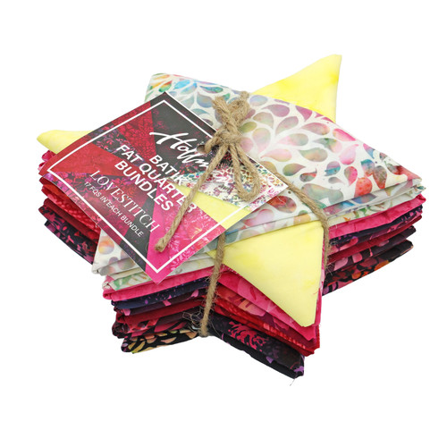 Hoffman Fabrics Bali Batik Hand Dyed Batik 17 Fat Quarters Pink Black Yellow