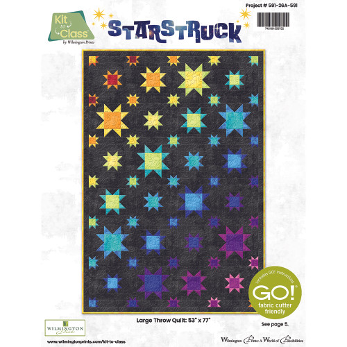 Wilmington Prints Fabrics Dry Brush Essentials Twinkle Black Yellow Blue Purple Starstruck Quilt Kit