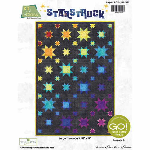 Wilmington Prints Fabrics Dry Brush Essentials Twinkle Black Yellow Blue Purple Starstruck Quilt Kit