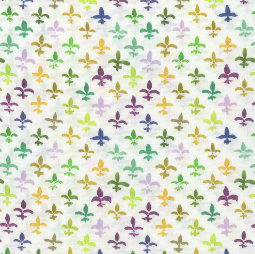 Dear Stella Fabrics Mardi Gras Fleur De Lis White