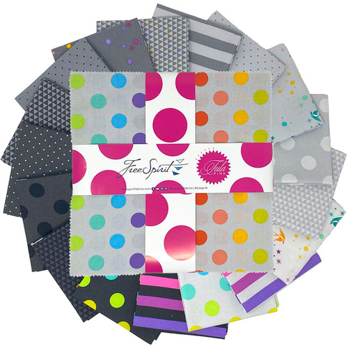 FreeSpirit Fabrics Tula Pink True Colors True Gray Graywork Coordinates Layer Cake Ten Inch Squares