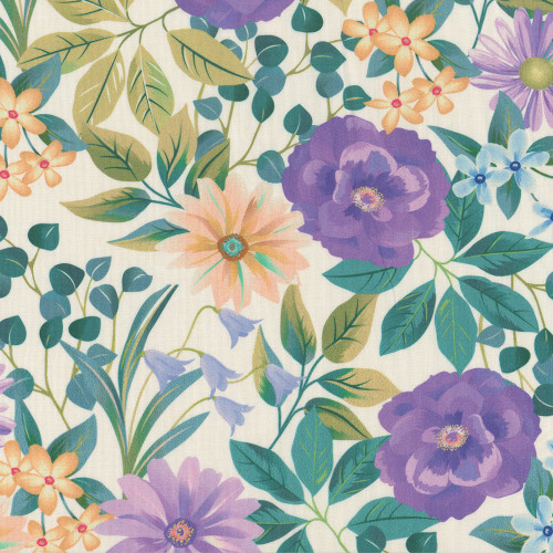 Benartex Fabrics Veronica's Garden White Garden Party Lawn
