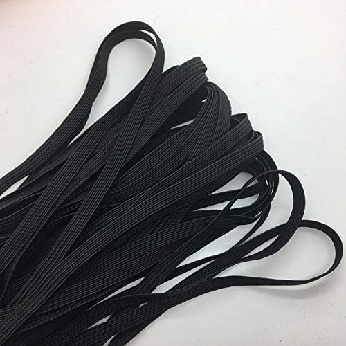 Premium Flat Braided Elastic Black .25 Inch Wide Latex Free