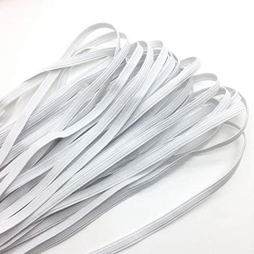 Premium Flat Braided Elastic White .25 Inch Wide Latex Free