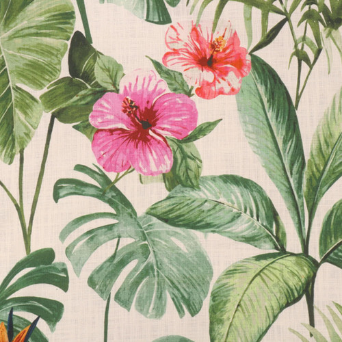 Hamilton Fabrics Barbados  Natural Tropical Flowers and Foliage with Birds