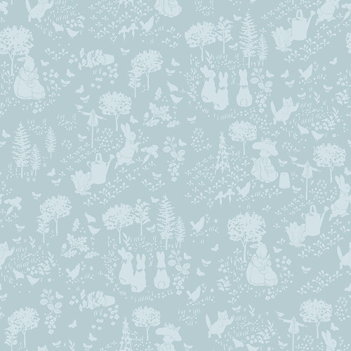 Riley Blake Fabrics Peter Rabbit and Benjamin Bunny Tonal Garden Blue