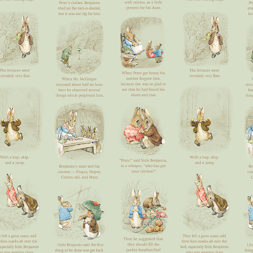 Riley Blake Fabrics Peter Rabbit and Benjamin Bunny Story Time Green