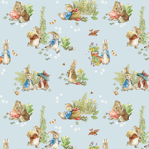 Riley Blake Fabrics Petter Rabbit and Benjamin Bunny Characters Blue
