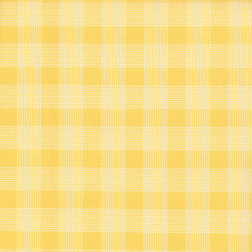Riley Blake Fabrics Egg Hunt Janet Wecker Frisch Plaid Yellow, a yellow plaid fabric with a classic checkered pattern perfect for quilting and crafts.