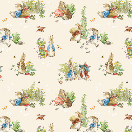 Riley Blake Fabrics Peter Rabbit and Benjamin Buny Characters Cream