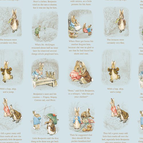 Riley Blake Fabrics Peter Rabbit and Benjamin Bunny Story Time Blue