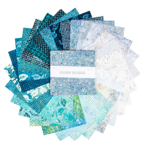 Riley Blake Fabrics Expressions Batiks Silver Shores 10 Inch Stacker Layer Cake