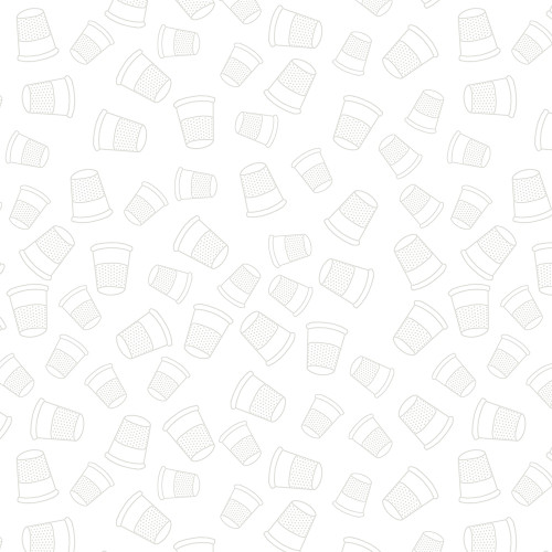 Wilmington Prints Fabrics Sew Happy 2 Thimbles White on White