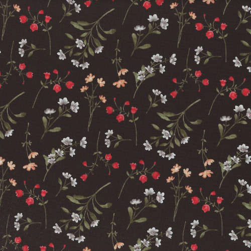 Wilmington Prints Peach Whispers Beth Grove Black Meadow Flower Toss