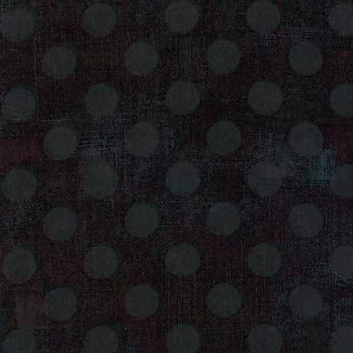 Moda BasicGrey Grunge Hits the Spot Espresso Brown, fabric with a dark brown background and lighter brown polka dot pattern.