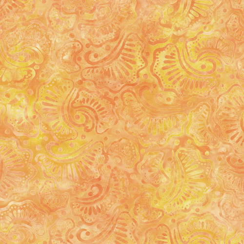 Wilmington Prints Fabrics Prismatic Batiks Wavy Fans Orange Yellow