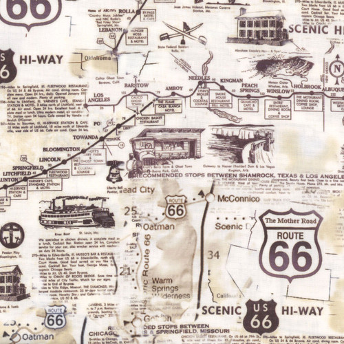 Timeless Treasures Fabrics Cultural Novelty Fabric Natural Map Of Route 66