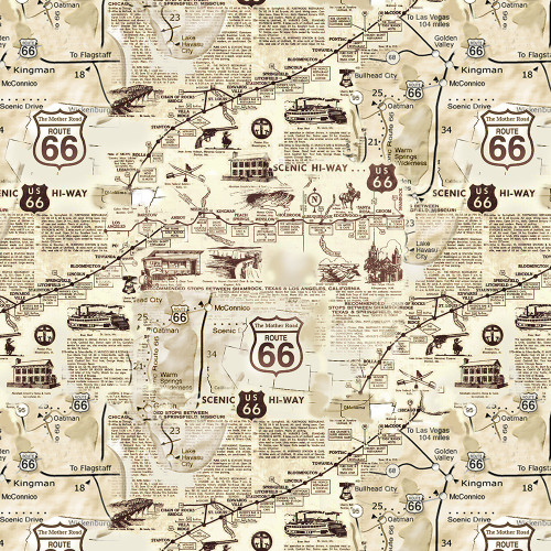 Timeless Treasures Fabrics Cultural Novelty Fabric Natural Map Of Route 66