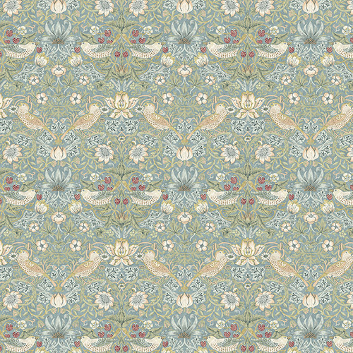 Free Spirit Fabrics William Morris Kelmscott Aqua Mini Strawberry Thief