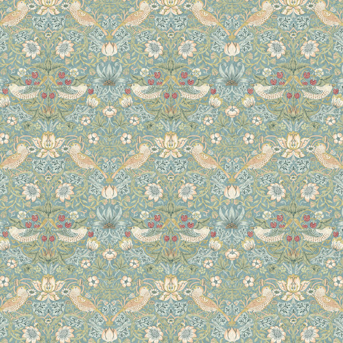 Free Spirit Fabrics William Morris Kelmscott Aqua Mini Strawberry Thief