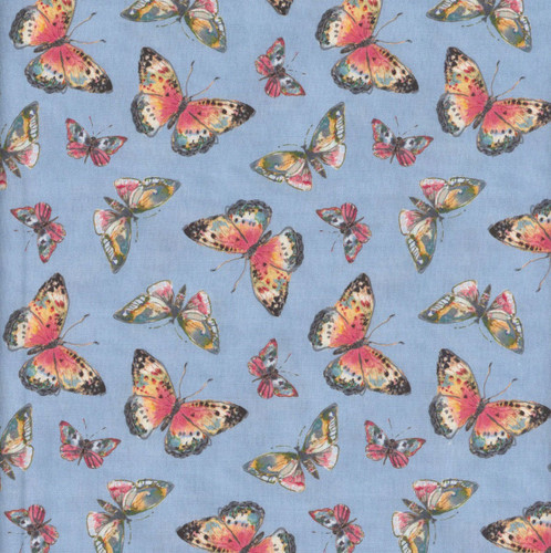 Lumin Fabrics White Owl Nature's Serenade Susan Winget Butterflies Blue Green